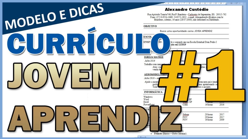 Jovem Aprendiz #3 - Modelo de Currículo para jovem aprendiz