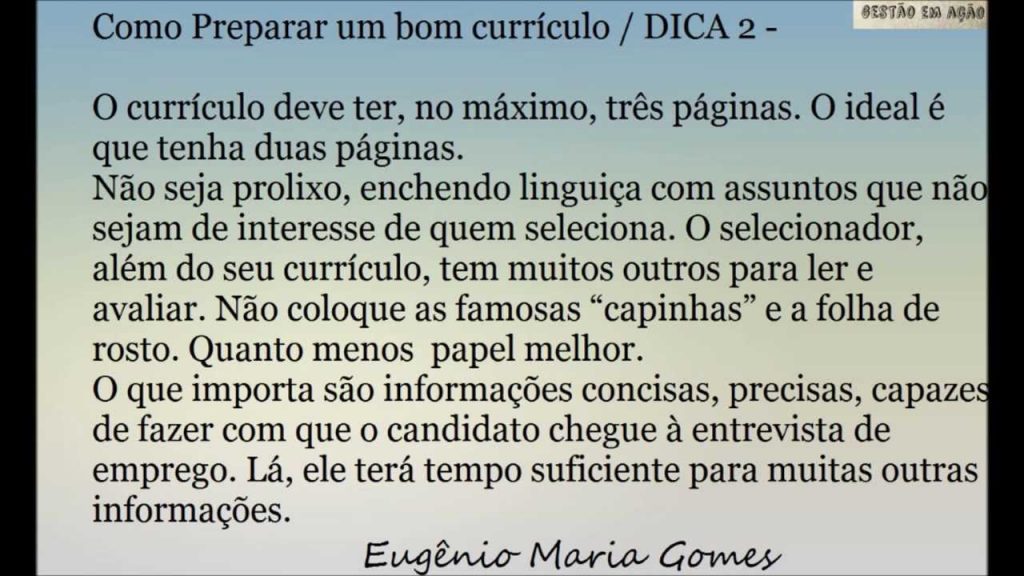 Como preparar um bom currículo / dica 2
