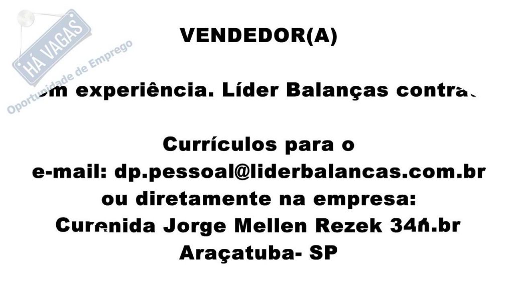 Vagas de Emprego Araçatuba - 14/11/15
