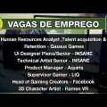 Vagas de Emprego • Indústria Brasileira de Games • 2ª Semana de Outubro