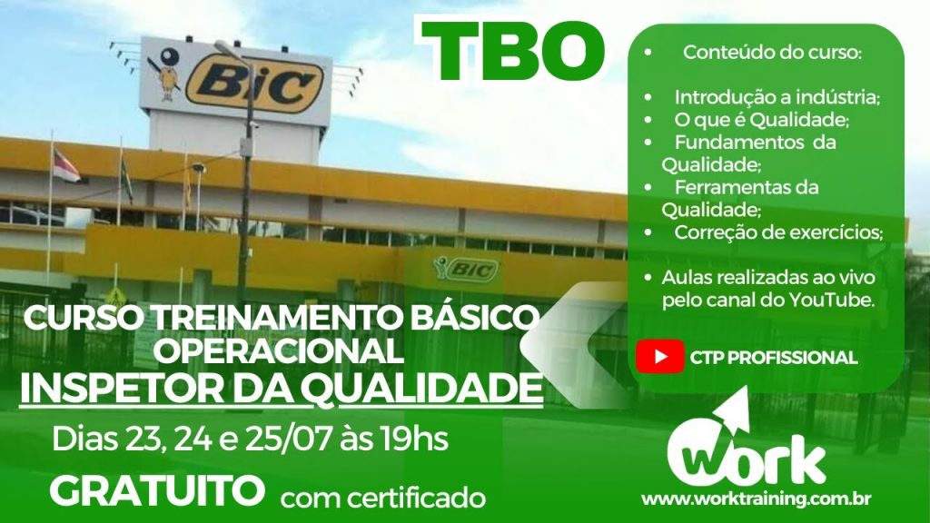 TBO INSPETOR DA QUALIDADE (TREINAMENTO BÁSICO OPERACIONAL P/ INSPETOR DA QUALIDADE) - 23.07 AULA 01