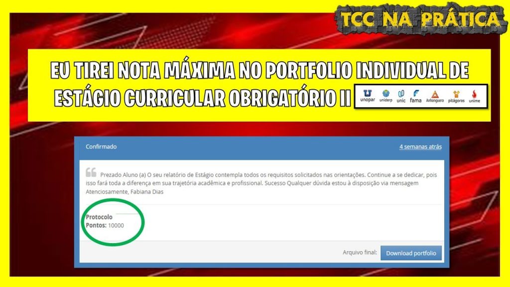 EU TIREI NOTA MÁXIMA NO PORTFOLIO INDIVIDUAL PORTFOLIO INDIVIDUAL ESTÁGIO CURRICULAR OBRIGATÓRIO